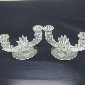 Vintage Fostoria Double Light Candlestick Holder